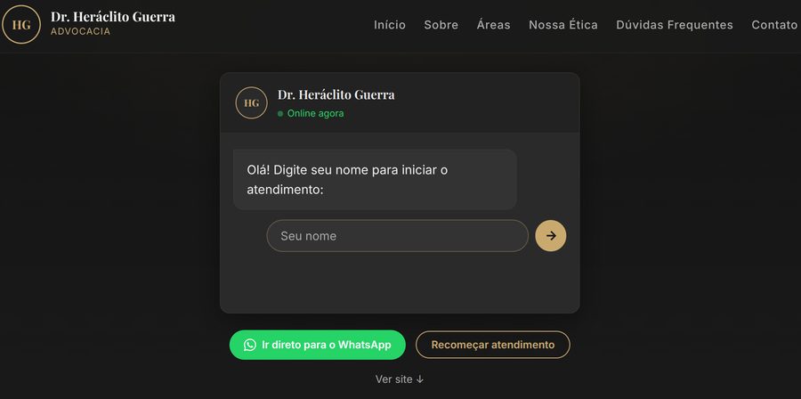 Prévia da landing page demonstrativa para advocacia